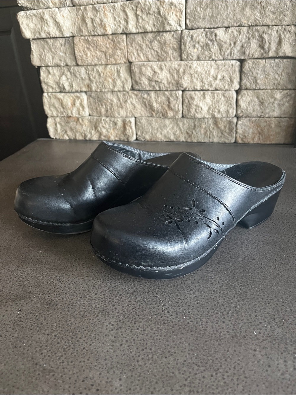 Women’s Black Leather Clogs - Comfortable Slip-On Heels